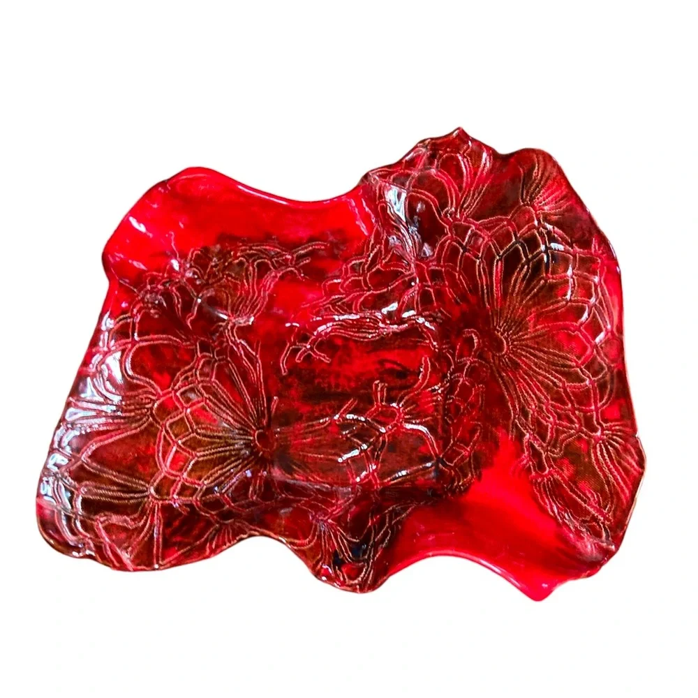 Studio Pottery Art Tray Thrown Clay Bowl Contemporary Artisan Decor Red Glaze